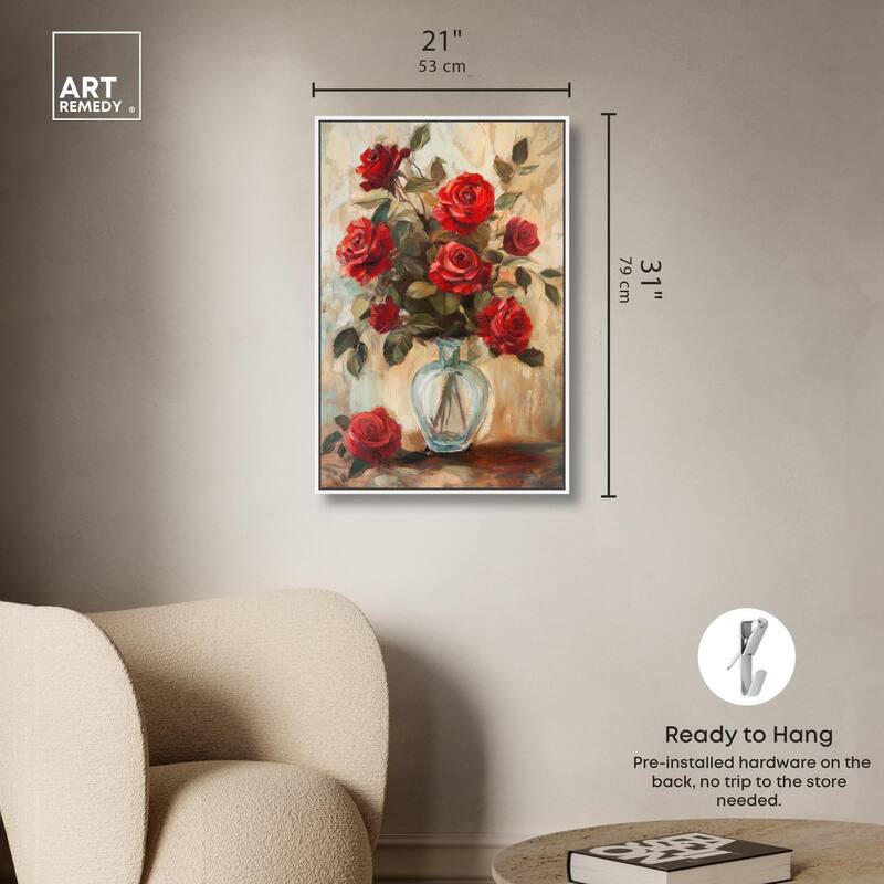 Ruby Roses in Riad Glass Canvas by Art Remedy