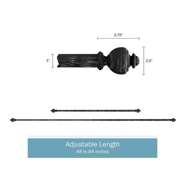 dimension image slide 5 of 6, 1-Inch Decorative Modern Urn Finial Curtain Rod by Lavish Home