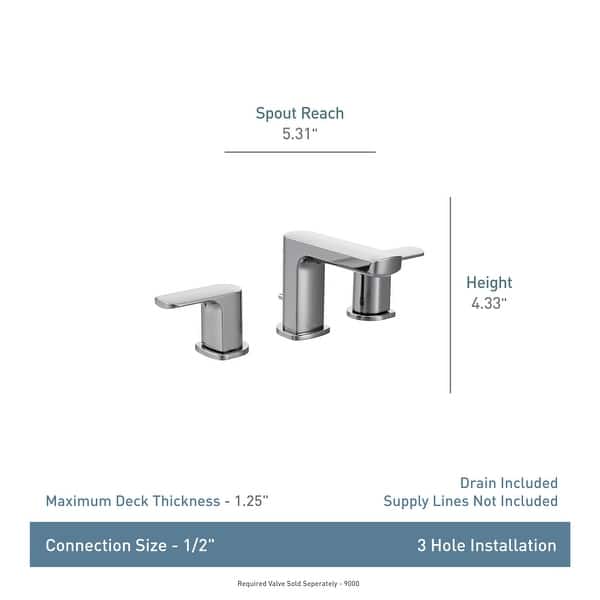 Moen Rizon Double-Handle Widespread Low Arc Bathroom Faucet