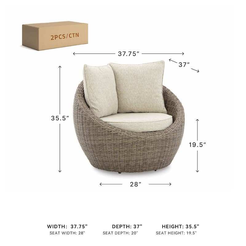 Signature Design by Ashley Danson Brown/Beige Swivel Lounge with Cushion (Set of 2) - 38"W x 37"D x 36"H