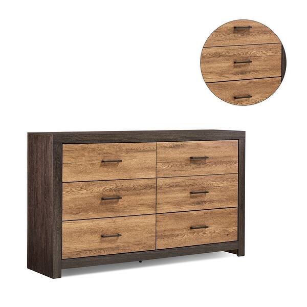 Two-tone Wood Dresser with 6 Drawers Caramel and Licorice - Caramel and  licorice - Bed Bath & Beyond - 34936546