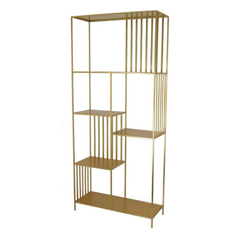 Tandum Plant Display Stand, Gold Metal 6 Shelves, Modern 71 Inch