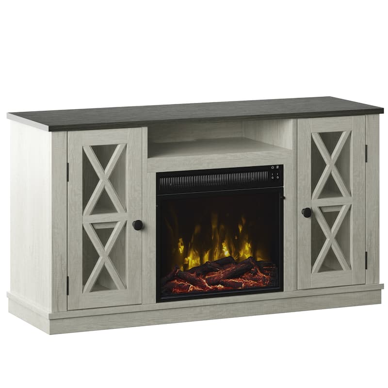 Modern Farmhouse TV Stand for TVs up to 55" with Electric Fireplace - Farifax Oak