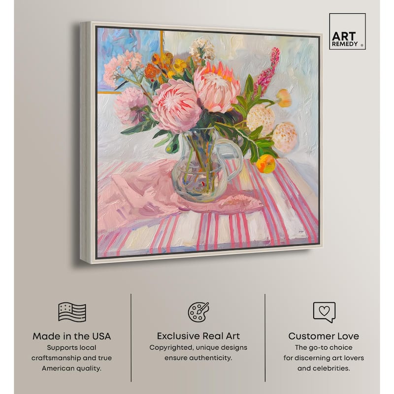 Pink Protea Pitcher Canvas by Art Remedy