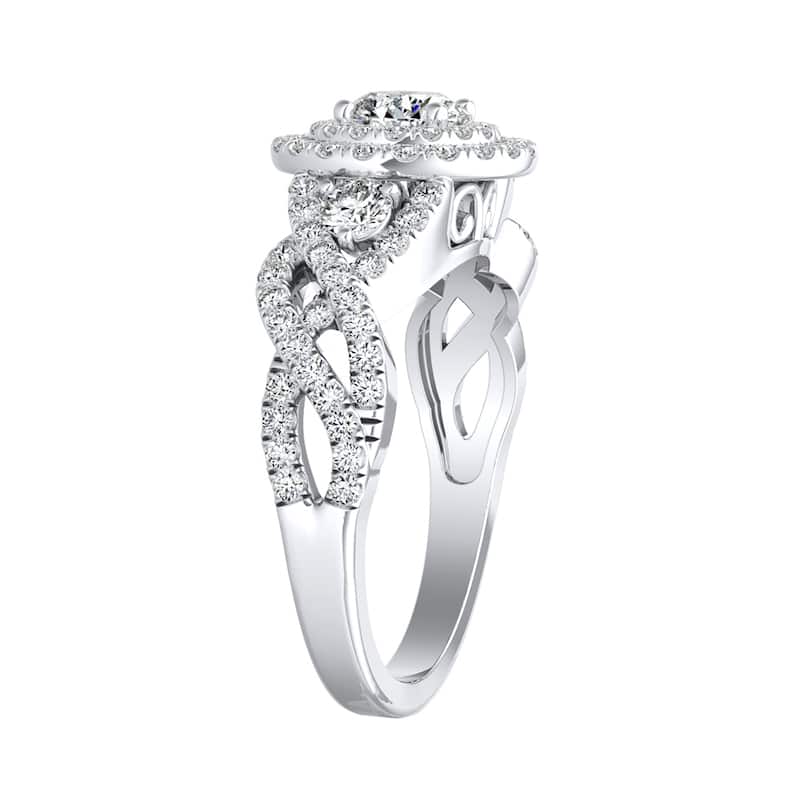 Auriya 14k Gold Braided 1 1/6ctw Double Halo Diamond Engagement Ring (G-H, VS1-VS2)