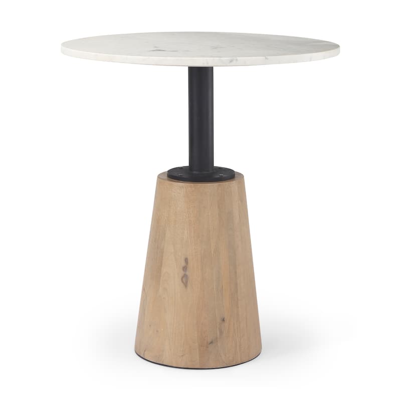 Maxwell Light Brown Solid Wood and Gold Metal Bistro Table