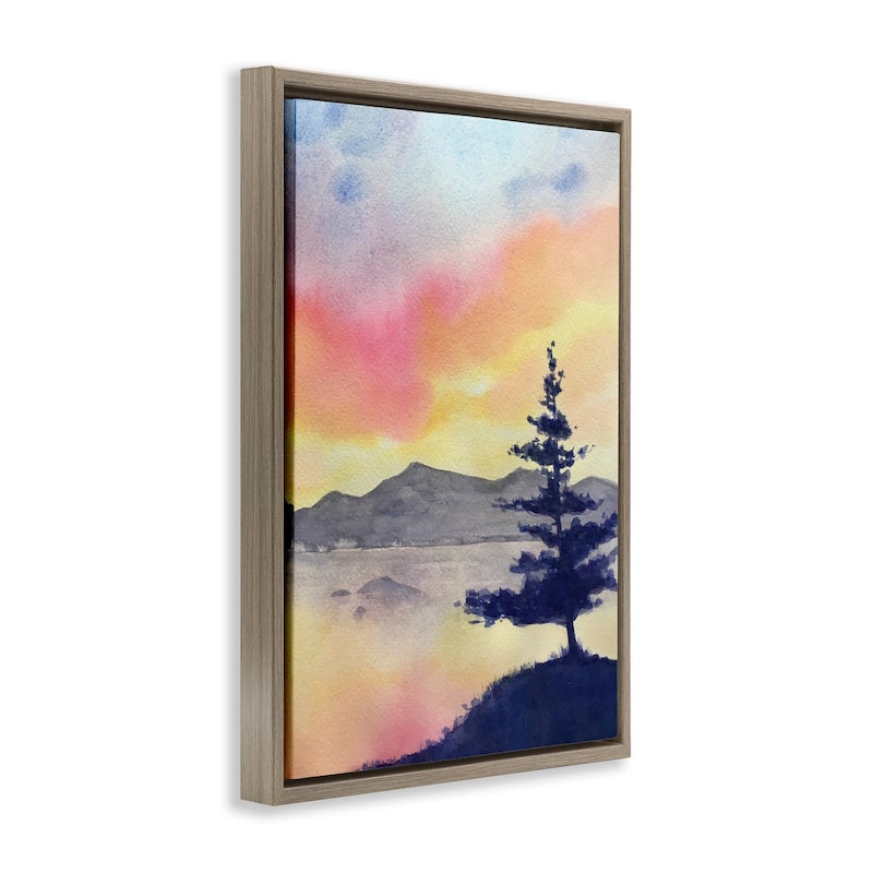 Stupell Radiant Sunset over Lake Framed Floater Canvas Wall Art Design By Stephanie Fielden