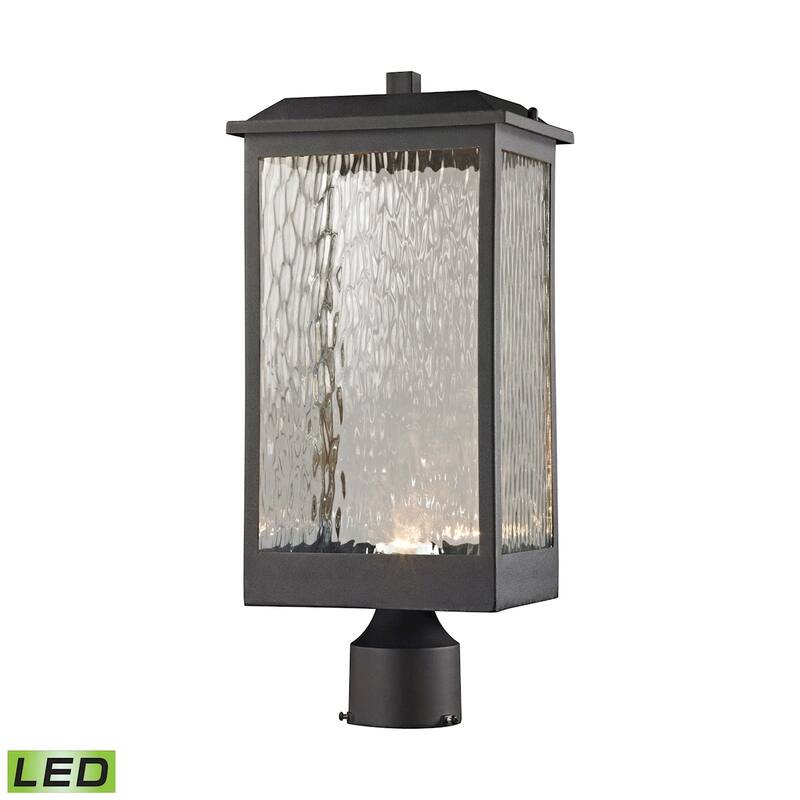 Elk Home Newcastle Matte Black With Water Glass 1 Light Post Light