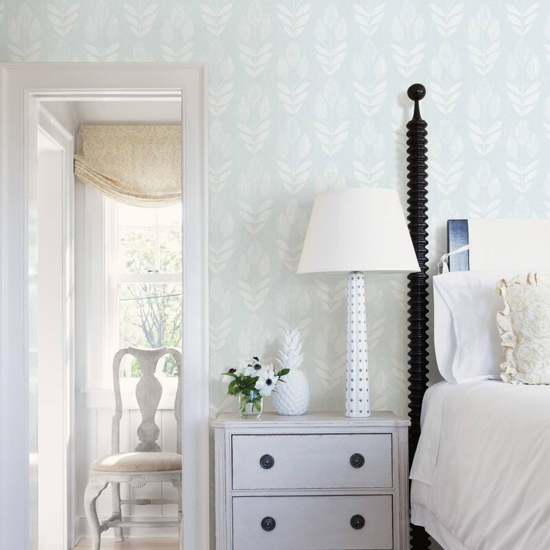 Chesapeake Garland Light Blue Block Tulip Wallpaper - 20.5in x 396in x 0.025in