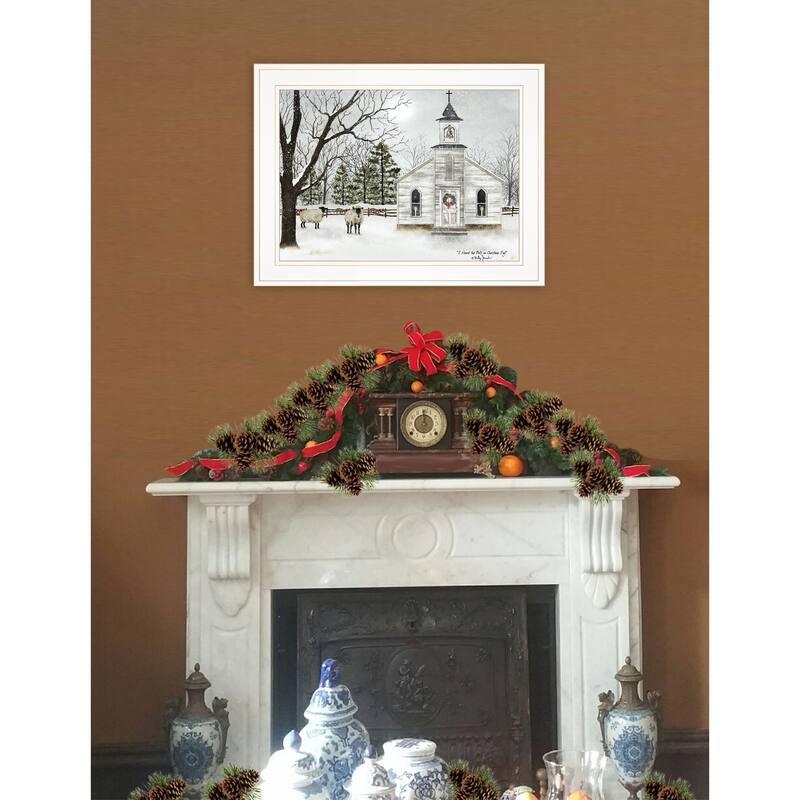 TrendyDecor4U Farmhouse "I Heard the Bells on Christmas" Framed Print Wall Art by Billy Jacobs - White - White