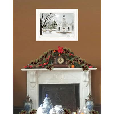 TrendyDecor4U Farmhouse "I Heard the Bells on Christmas" Framed Print Wall Art by Billy Jacobs - White