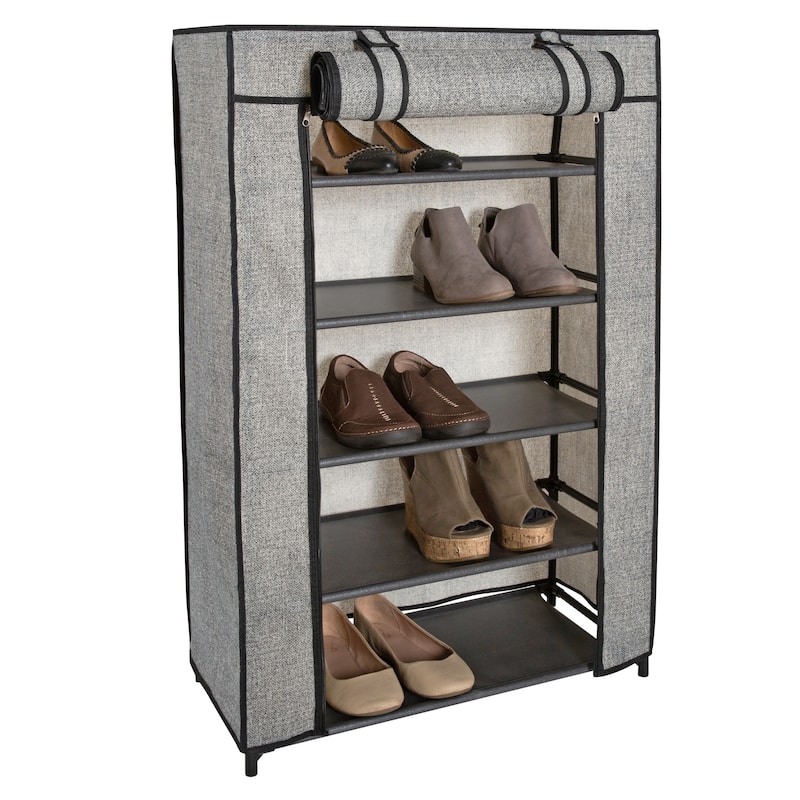 Simplify 5 Tier Shoe Organizer with Cover - 24" wide