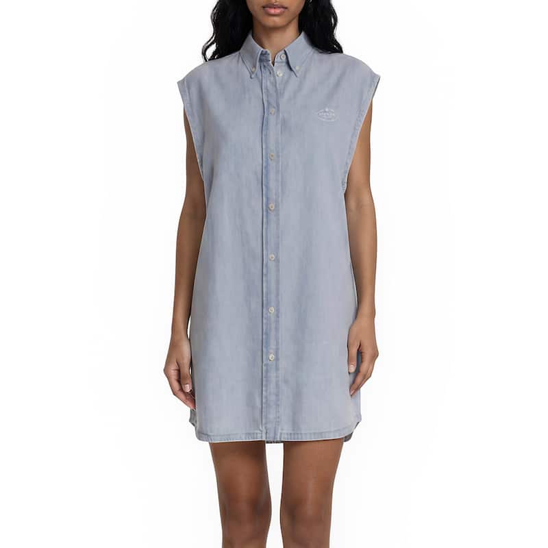 oversized denim shirt dress women boohoo Women's Petite Utility Turn Cuff Denim Oversized Shirt Dress in Blue