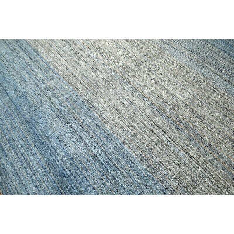 Hand Knotted Gray, Blue Wool Tibetan Modern Oriental Area Rug