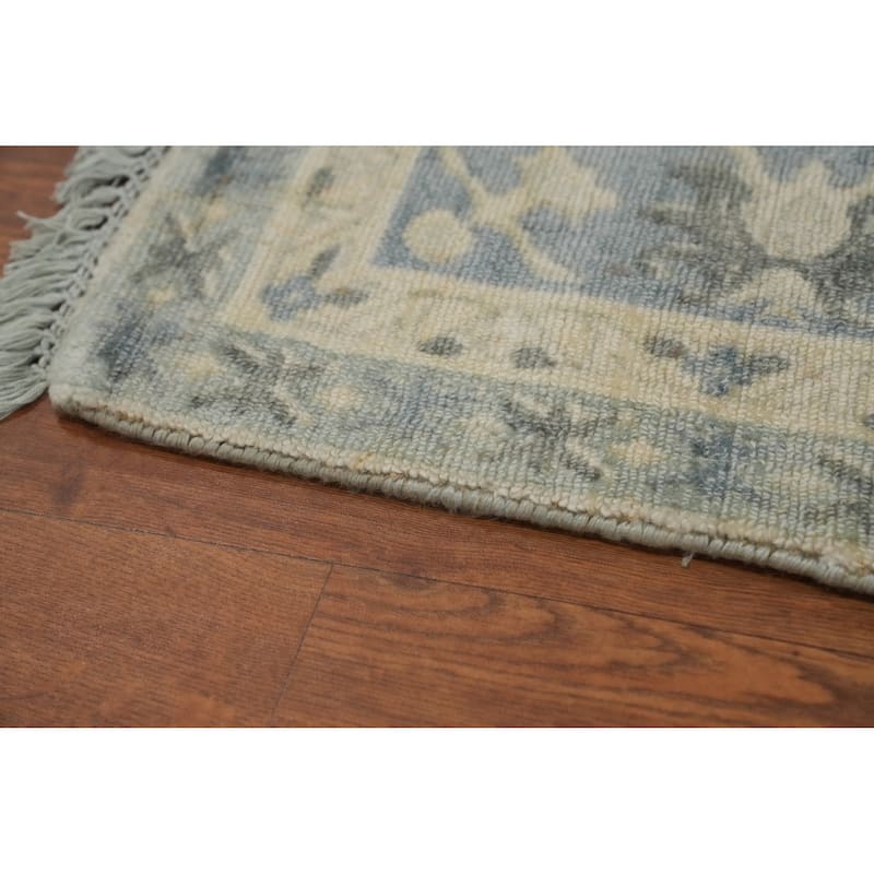Hand-knotted Transitional Silk Carpet Grey Oushak Rug Geometric Oriental Area Rug - 9' 9'' X 6' 6''