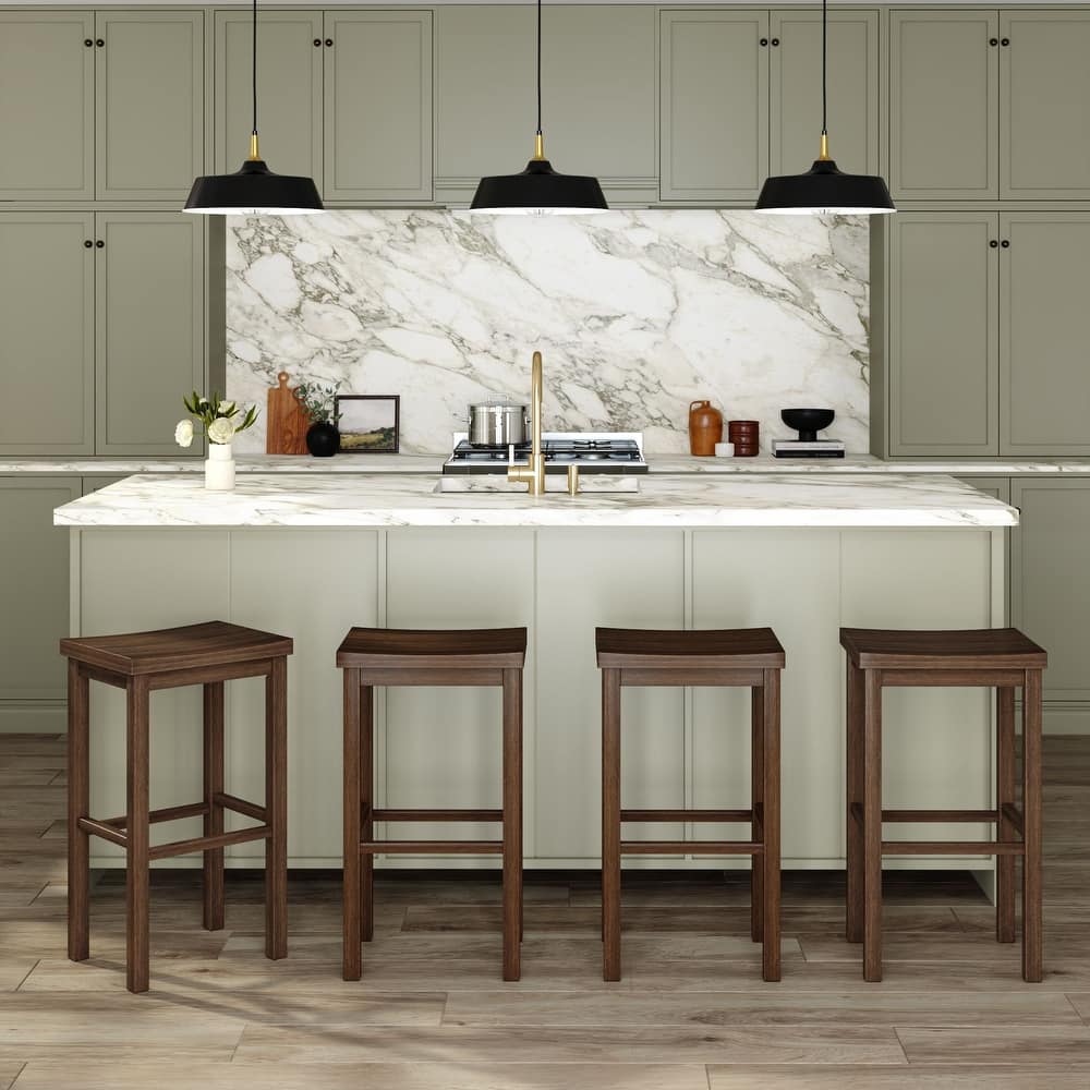 Now Furniture Solid Wood Backless Saddle Seat Bar Height Stool