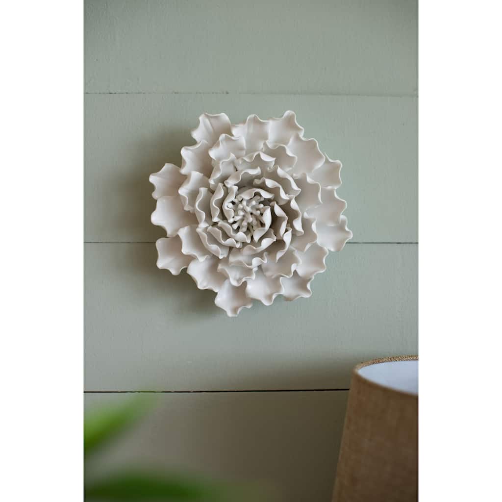 Modern Wall Decor Handcrafted Ceramic Floral Wall Decor, Suitable for Any Home Décor Style, Cream Color