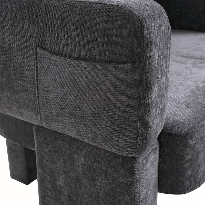 3-Leg Chenille Accent Chair With Removable Pillow