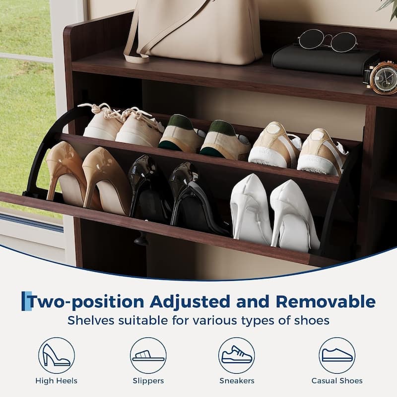 Freestanding 3 Flip Drawer Shoe Cabinet for Entryway Hallway Storage