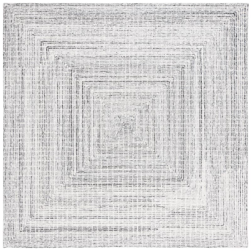 SAFAVIEH Handmade Abstract Cemile Modern Wool Rug - 6' Square - Black/Ivory - Square