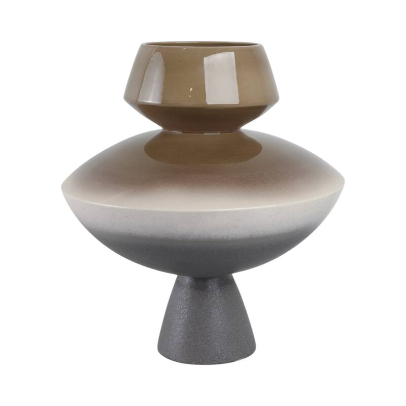 Pottery Vase Artesa Geometric Pedestal Form Handmade Flared Neck