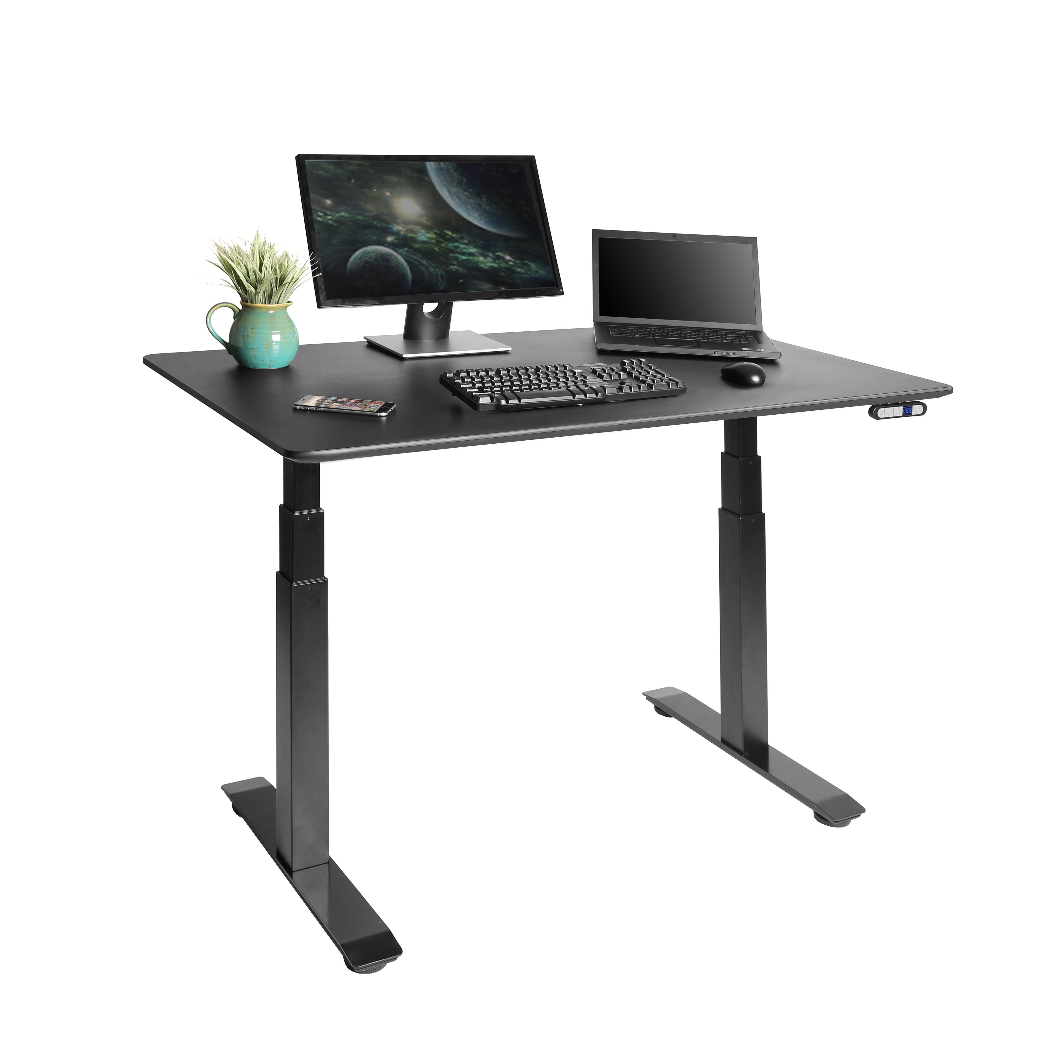 Airlift Black S3 Electric Standing Desk Frame With 54 In Top Dual Motors Max Height 51 4 In And 4 Memory Buttons Overstock 18015681