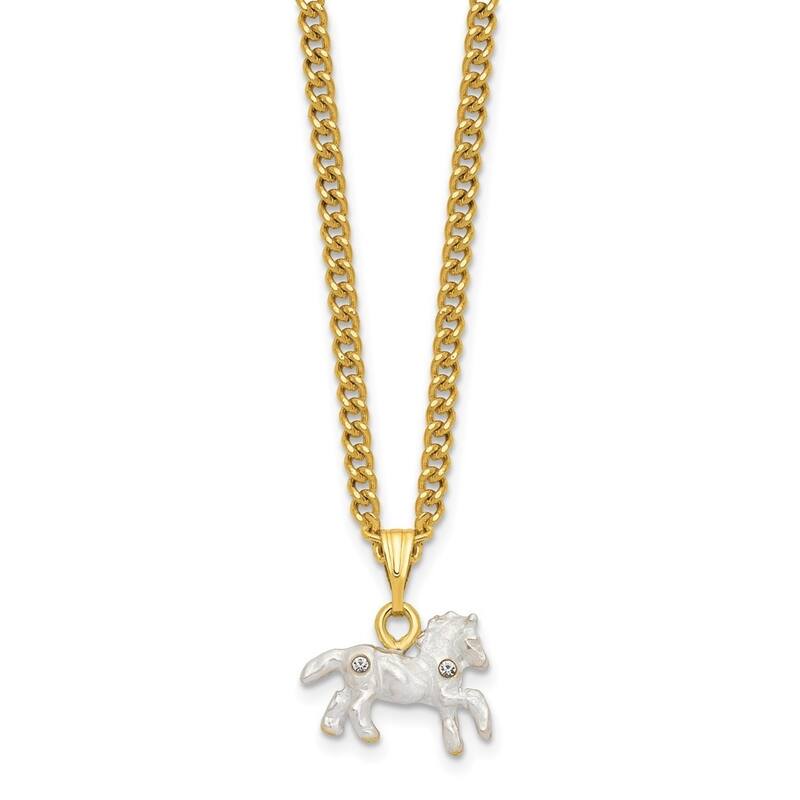 Curata Pewter Crystals Gold-Tone Enameled Carousel (Plays ItS a Small World) Musical Egg Figurine on 18 Inch Necklace