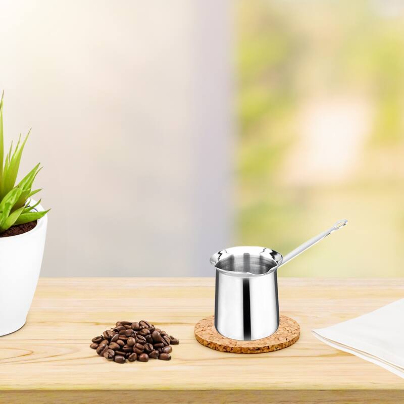 Classic 8 Ounce Stainless Steel Turkish Coffee Pot in Silver