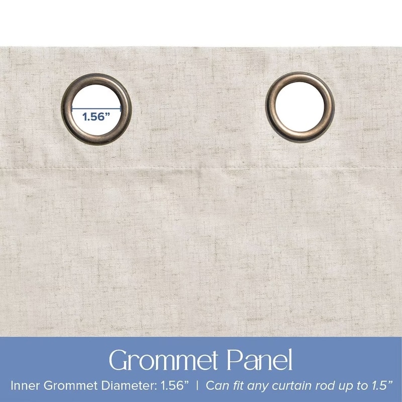 Linen Slub Blackout Grommet Curtain Pair(2 Panels)
