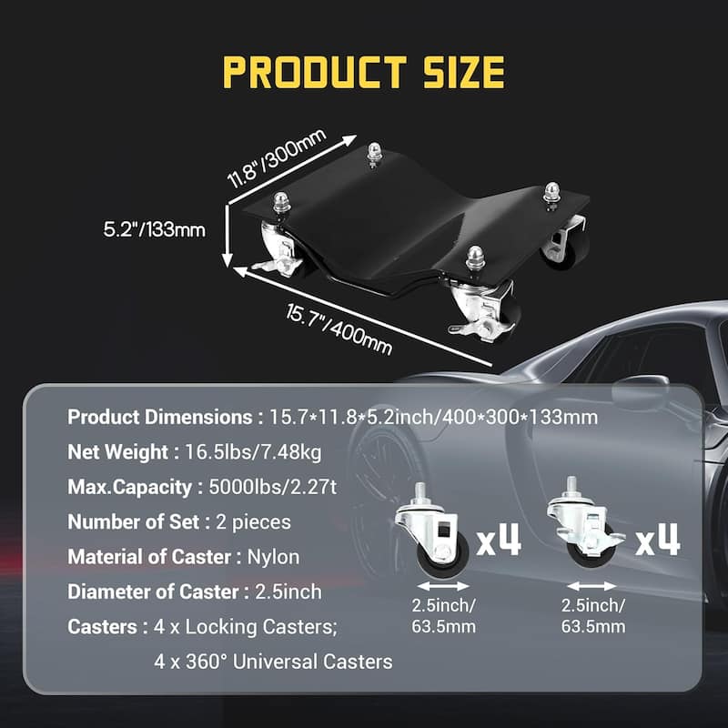 Heavy Duty Vehicle Wheel Dollies for Moving Cars, Trucks, SUVs