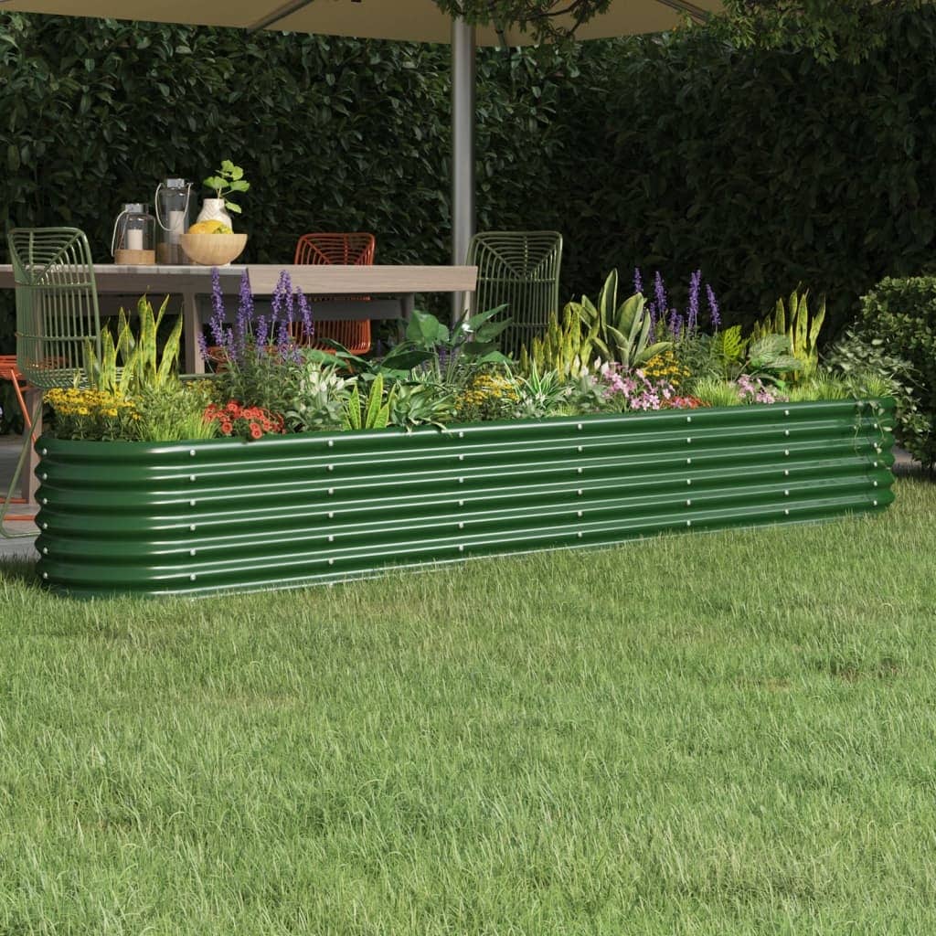 vidaXL Garden Raised Bed Powder-coated steel Large Durable - 88.2 x 88.2 x 14.2 in