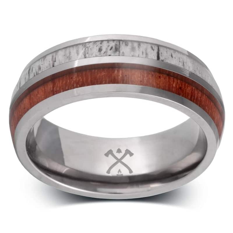 Manly Bands THE HUNTER Titanium with Inlay 8mm Polished Band