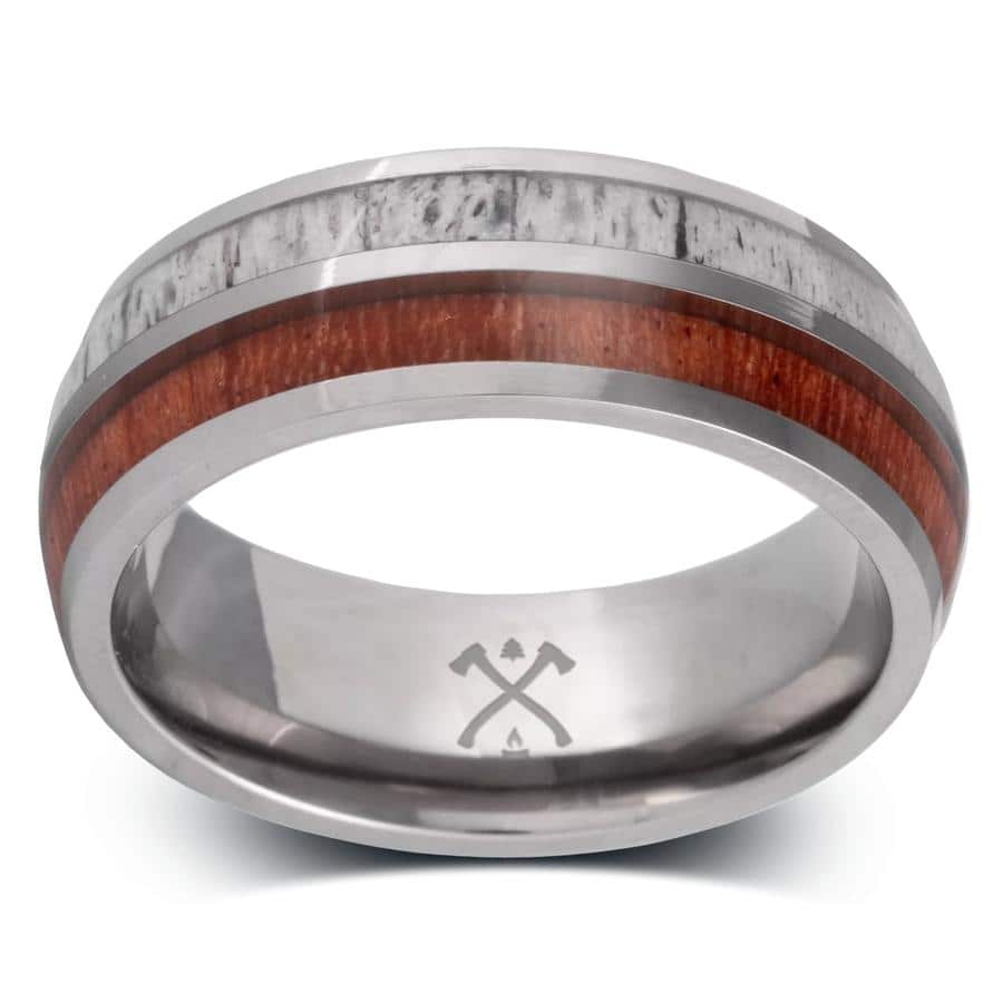 Manly Bands THE HUNTER Titanium with Inlay 8mm Polished Band