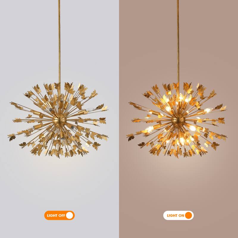 35" 14-Light Gold Butterfly Sputnik Sphere Distinctive Chandelier - 34.65 " D x 34.65 " W x 23.62" H