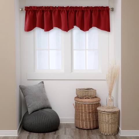 Deconovo Valance Scalloped Rod Pocket Curtain 1 Panel