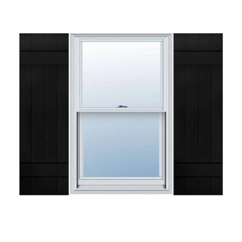 Lifetime Vinyl, TailorMade Four Board Joined (3 Batten), Board-n-Batten Shutters, w/Shutter-Loks (Per Pair)