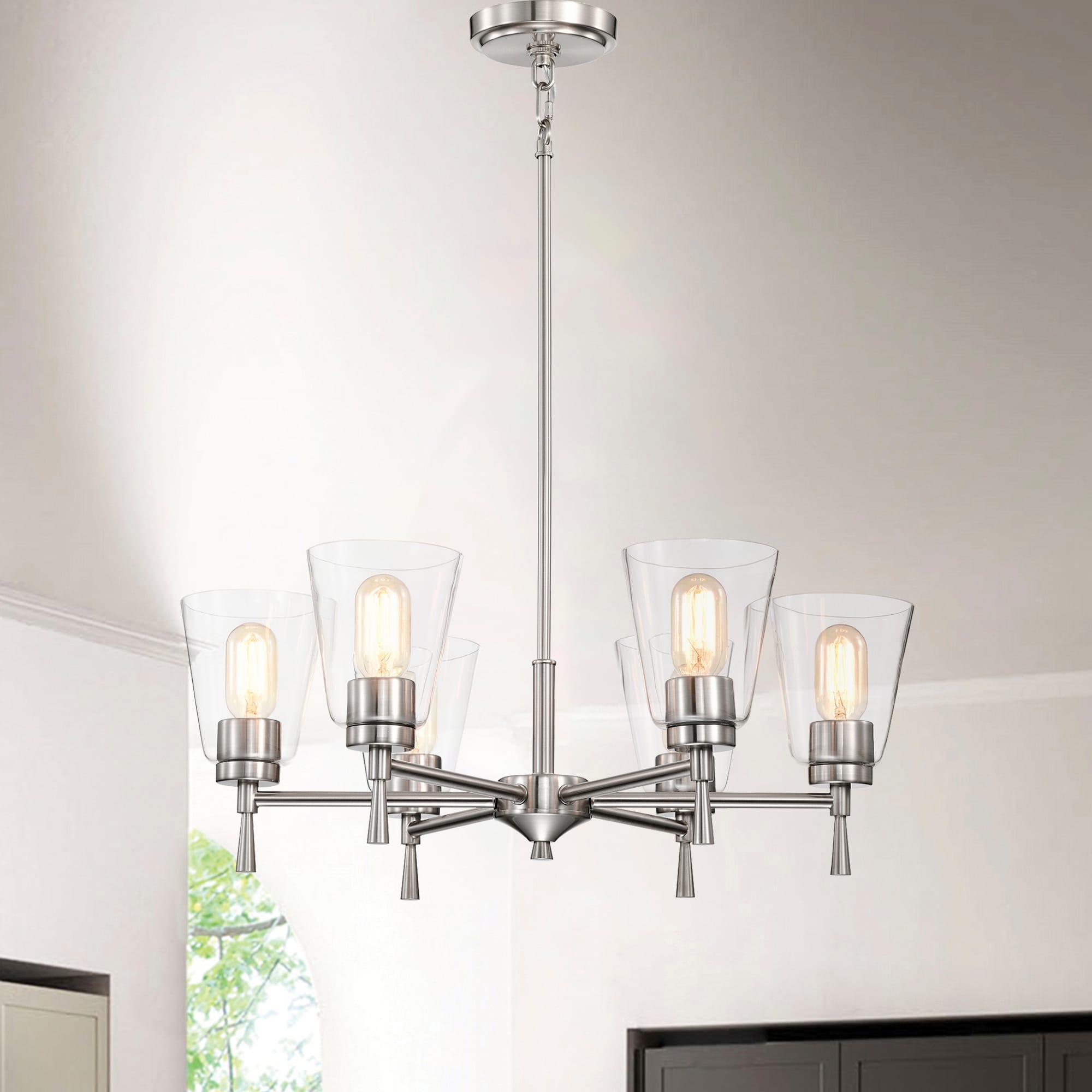 Chandelier with clear glass shades top