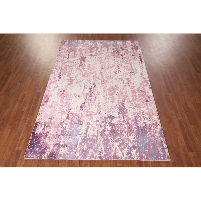 Contemporary / Abstract Indian Area Rug Handmade Wool Carpet - 5'11"x 8'11"