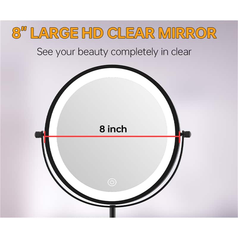 1X/10X 360 Rotation Makeup Mirror w/ Lights and 3 Color Lighting Dimmable