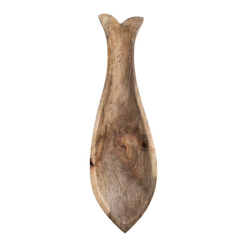 Carved Wood Fish Shaped Plate - 15.5"L x 4.8"W x 1.0"H