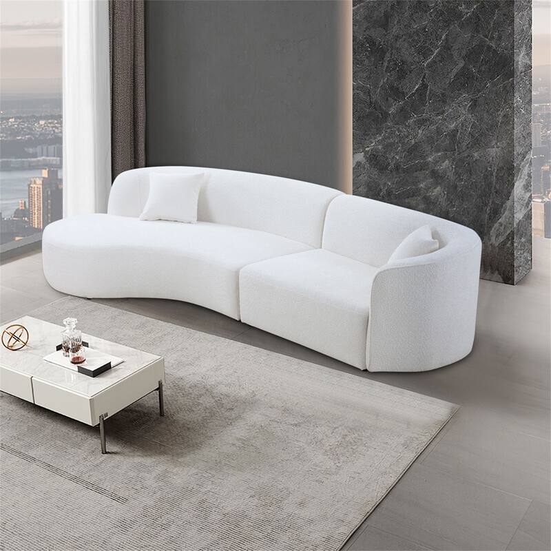Modern Upholstery Curved Sofa, Right Hand Facing Sectional Sofa - White