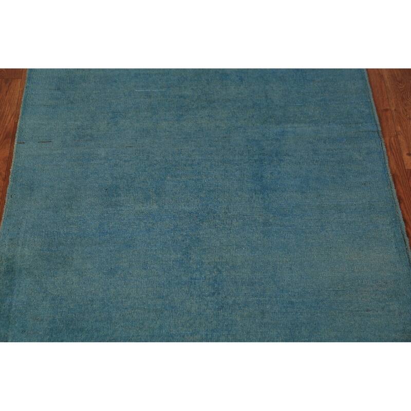 Blue Modern Gabbeh Oriental Rug Handmade Foyer Wool Carpet - 3'0" x 3'10"