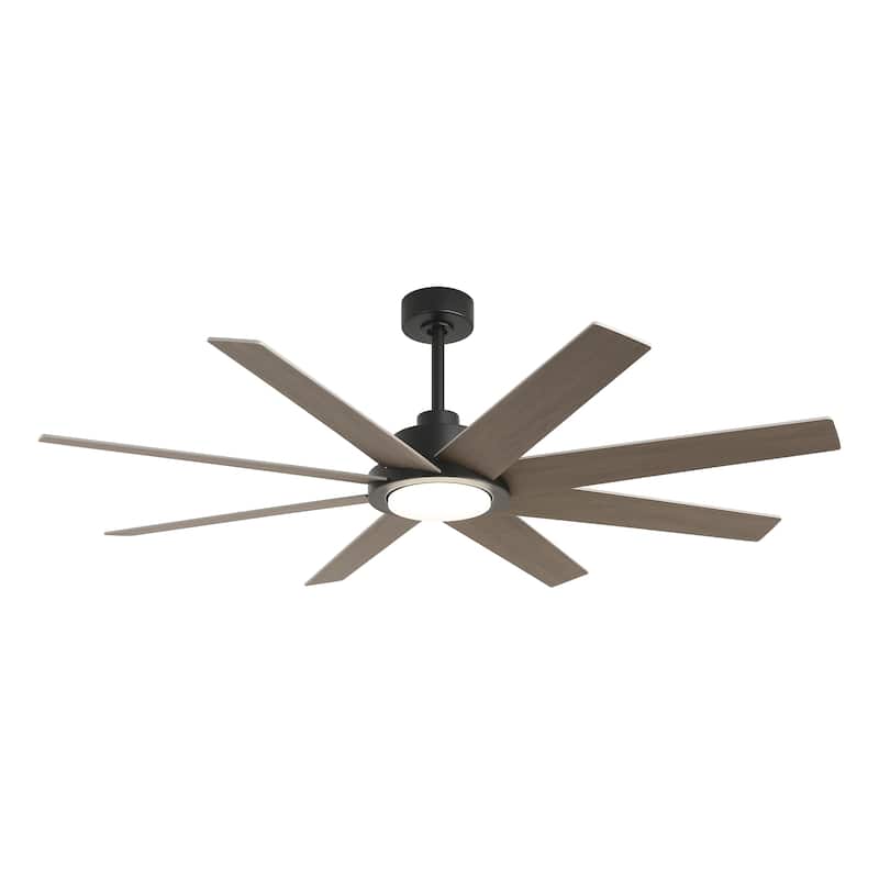 60" Transitional Black Large Windmill Ceiling Fan with Light and Remote - 60-inch W x 12.8-inch H