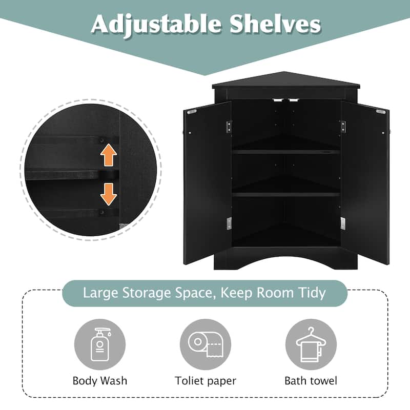 Triangle Bathroom Storage Cabinet with Adjustable Shelves