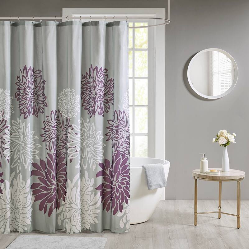 Printed Floral Shower Curtain - Purple