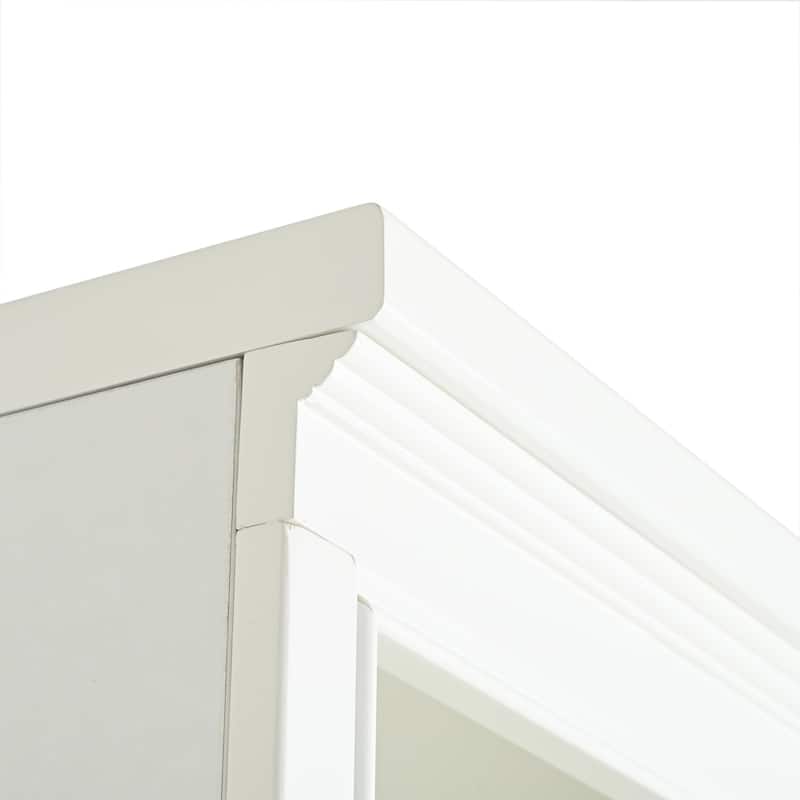 Roomfitters 75'' 5-Tier Display Bookcase with Storage, Freestanding Farmhouse Bookshelf Cabinet for Living Room, White