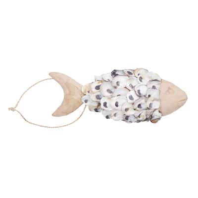 Small Hanging Fish Decor W/ Oyster Scales