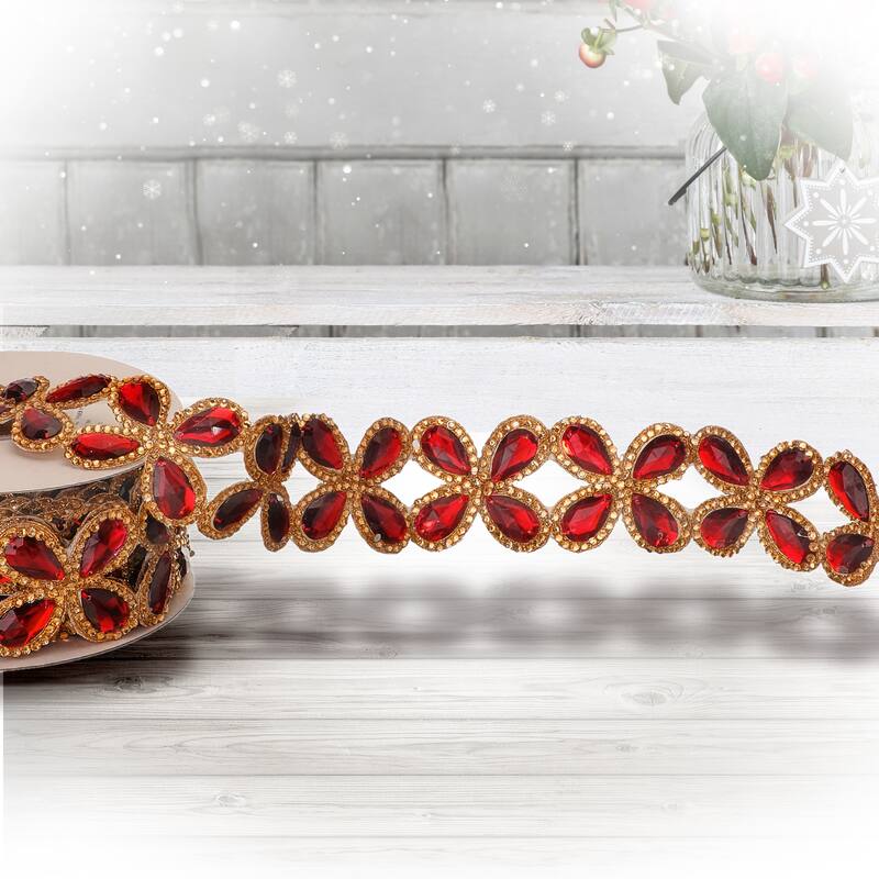2.5" X 5y Jewel Floret Trim Ribbon - 2.5" 5 Yards