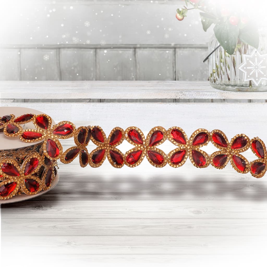 2.5" X 5y Jewel Floret Trim Ribbon - 2.5" 5 Yards