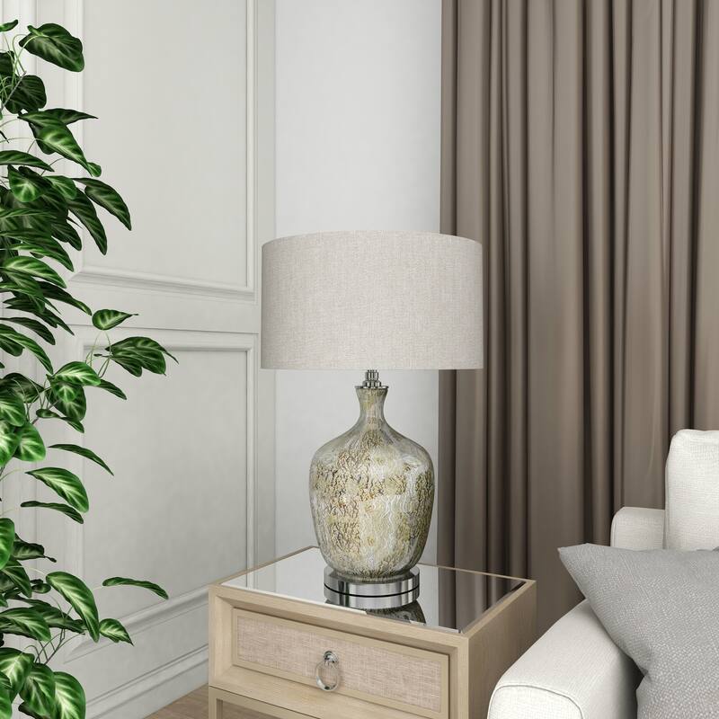 Silver Glass Room Table Lamp with Faux Mercury Glass Finish